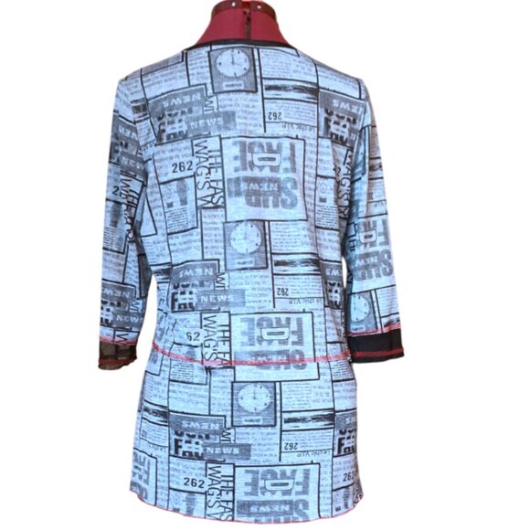 VINTAGE - B&W Red - Graphic Print Tunic Top - Medium - Picture 2 of 12